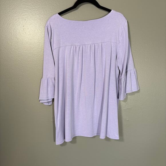 J. Jill Women's Light Purple Minimalist Boho Ruffle Sleeve Top - Size Medium - Picture 6 of 6